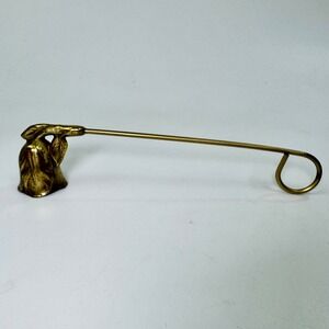 Vintage Brass Floral Tulip Rose Bud Candle Snuffer Long Handle Finger Loop 8.5"
